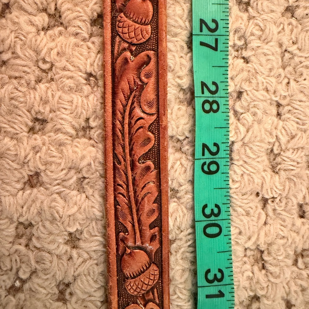 Retro Brown Leather Embossed Belt